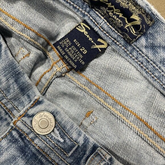 Seven7 Blue Skinny Jeans with Weathered Fading - Picture 9 of 10